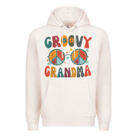 Pale Pink groovy grandma retro 70s peace sign design grandmother Premium Hoodie - longCreatives