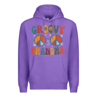 Purple groovy grandma retro 70s peace sign design grandmother Premium Hoodie - longCreatives