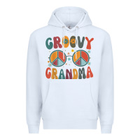 White groovy grandma retro 70s peace sign design grandmother Premium Hoodie - longCreatives