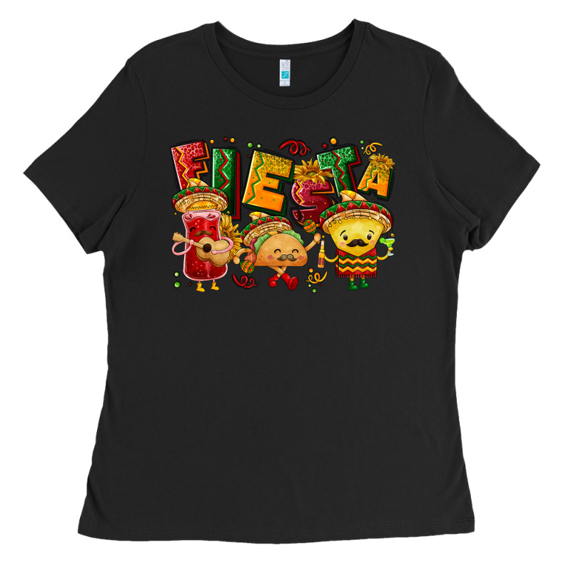 Fiesta With Taco, Nacho, Souce Ladies Tee by NancyCooperArtShop | Teevron