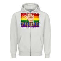 Dove Grey lgbtq  flag and hand pride Zipper Hoodie - Artiststas