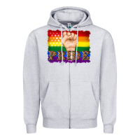 Heather Grey lgbtq  flag and hand pride Zipper Hoodie - Artiststas