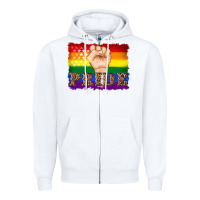 White lgbtq  flag and hand pride Zipper Hoodie - Artiststas