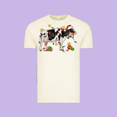 Christmas Holstein Cow Vintage Tee Designed By Cowgirlartshop