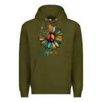 Army Green daisy peace sign hippie soul tshirt flower lovers gifts Premium Hoodie - longCreatives