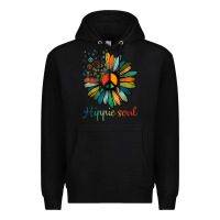 Black daisy peace sign hippie soul tshirt flower lovers gifts Premium Hoodie - longCreatives