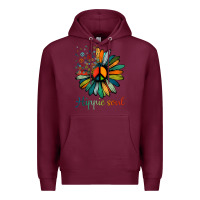 Burgundy daisy peace sign hippie soul tshirt flower lovers gifts Premium Hoodie - longCreatives