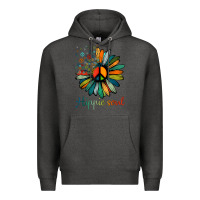 Charcoal Heather daisy peace sign hippie soul tshirt flower lovers gifts Premium Hoodie - longCreatives