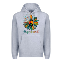 Heather Grey daisy peace sign hippie soul tshirt flower lovers gifts Premium Hoodie - longCreatives