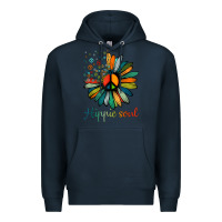 Navy daisy peace sign hippie soul tshirt flower lovers gifts Premium Hoodie - longCreatives