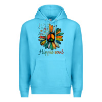 Ocean Blue daisy peace sign hippie soul tshirt flower lovers gifts Premium Hoodie - longCreatives
