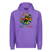 Purple daisy peace sign hippie soul tshirt flower lovers gifts Premium Hoodie - longCreatives