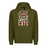 Army Green just a girl who loves cats cute cat lover gifts Premium Hoodie - longCreatives