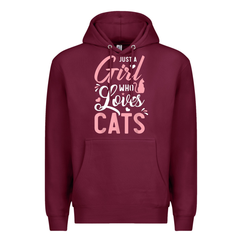 Just A Girl Who Loves Cats Cute Cat Lover Gifts Premium Hoodie by longCreatives | Teevron