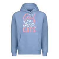 Colony Blue just a girl who loves cats cute cat lover gifts Premium Hoodie - longCreatives