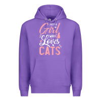 Purple just a girl who loves cats cute cat lover gifts Premium Hoodie - longCreatives