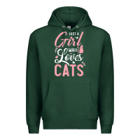 Sports Green just a girl who loves cats cute cat lover gifts Premium Hoodie - longCreatives
