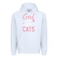 White just a girl who loves cats cute cat lover gifts Premium Hoodie - longCreatives
