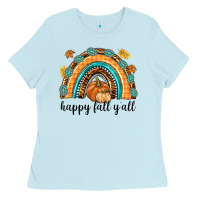 Baby Blue Happy Fall Y'all Ladies Tee - texasbilliewilder