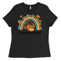 Black Happy Fall Y'all Ladies Tee - texasbilliewilder