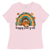 Bubblegum Pink Happy Fall Y'all Ladies Tee - texasbilliewilder