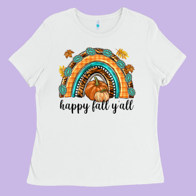 Happy Fall Y'all Ladies Tee Designed By Texasbilliewilder