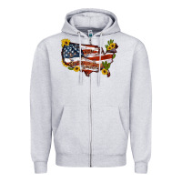 Heather Grey usa map with sunflower and cactus Zipper Hoodie - Artiststas