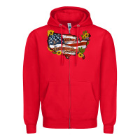 Red usa map with sunflower and cactus Zipper Hoodie - Artiststas