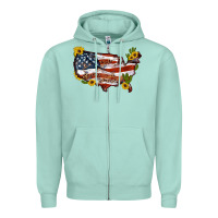 Seafoam usa map with sunflower and cactus Zipper Hoodie - Artiststas