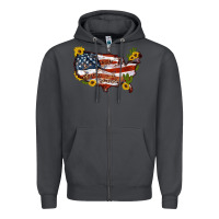 Smoke usa map with sunflower and cactus Zipper Hoodie - Artiststas