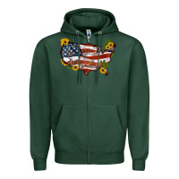 Sports Green usa map with sunflower and cactus Zipper Hoodie - Artiststas