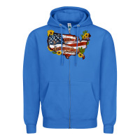 True Royal usa map with sunflower and cactus Zipper Hoodie - Artiststas