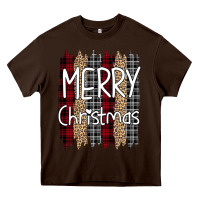 Chocolate Brown Merry Christmas Leopard Heavy Core Tee - Bettercallsaul