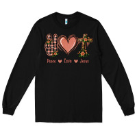 Black Peace Love Jesus Long Sleeve Tee - Jasminsmagicworld