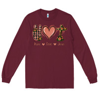 Burgundy Peace Love Jesus Long Sleeve Tee - Jasminsmagicworld