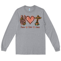 Heather Grey Peace Love Jesus Long Sleeve Tee - Jasminsmagicworld
