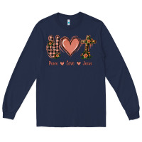 Navy Peace Love Jesus Long Sleeve Tee - Jasminsmagicworld