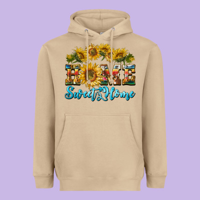 Home Sweet Home Sunflower Heavyweight Hoodie Designed By Barkaloodesign