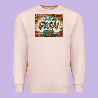 Just Pray Mousepad Premium Sweatshirt Designed By Barkaloodesign