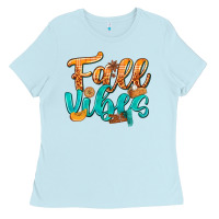 Baby Blue Fall Vibes with Food Ladies Tee - texasbilliewilder