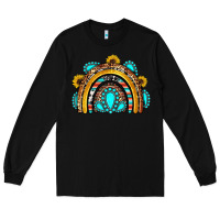 Black western gemstones sunflowers rainbow Long Sleeve Tee - OliviaCreatesArt