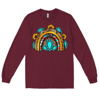 Burgundy western gemstones sunflowers rainbow Long Sleeve Tee - OliviaCreatesArt