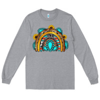Heather Grey western gemstones sunflowers rainbow Long Sleeve Tee - OliviaCreatesArt