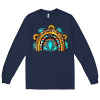 Navy western gemstones sunflowers rainbow Long Sleeve Tee - OliviaCreatesArt