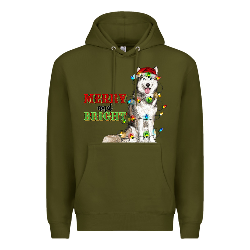 Merry And Bright Husky Premium Hoodie by RanaPortraitStore | Teevron
