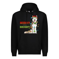 Black Merry And Bright Husky Premium Hoodie - RanaPortraitStore