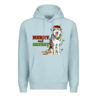 Blue Mist Merry And Bright Husky Premium Hoodie - RanaPortraitStore