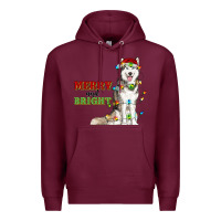 Burgundy Merry And Bright Husky Premium Hoodie - RanaPortraitStore