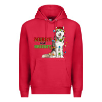 Cardinal Merry And Bright Husky Premium Hoodie - RanaPortraitStore
