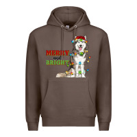 Coffee Merry And Bright Husky Premium Hoodie - RanaPortraitStore